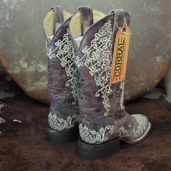 CORRAL A2663 floral embroidery "Lisa" distressed leather cowgirl boots sz6.5 NEW - Picture 12 of 16